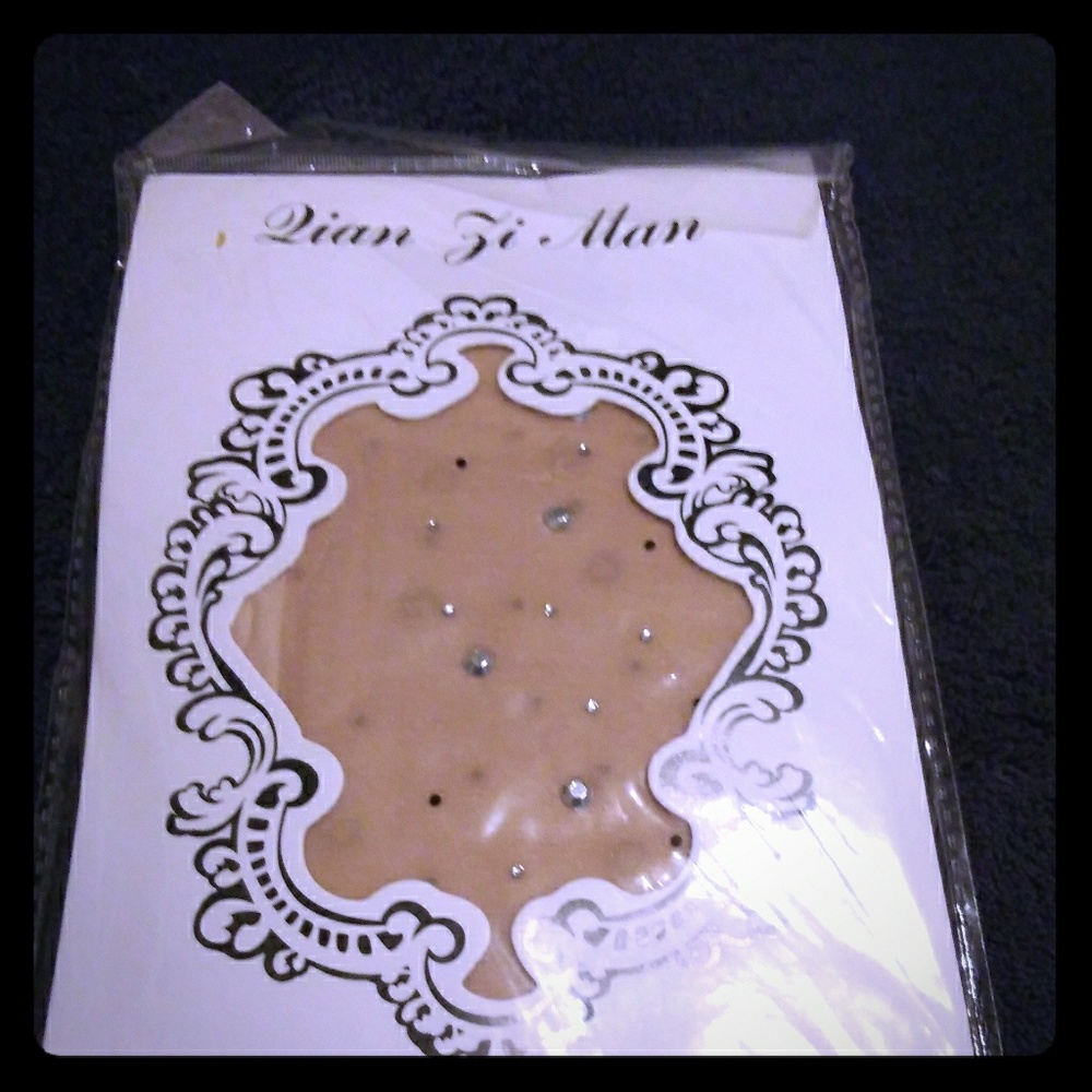 Rose Gold & Clear Rhinestone Pantyhose.